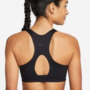 Nike Women's Support Sports Bra Black Dri-FIT Alpha Padded Zip-Front sz S (C-E)